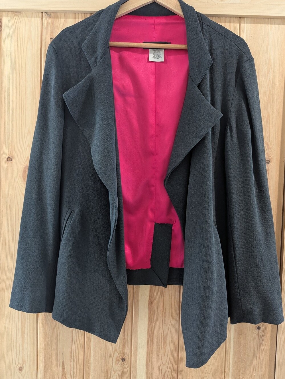 Paul hardy open cardigan with pink interior virgin wool/viscose blend - Picture 2 of 7